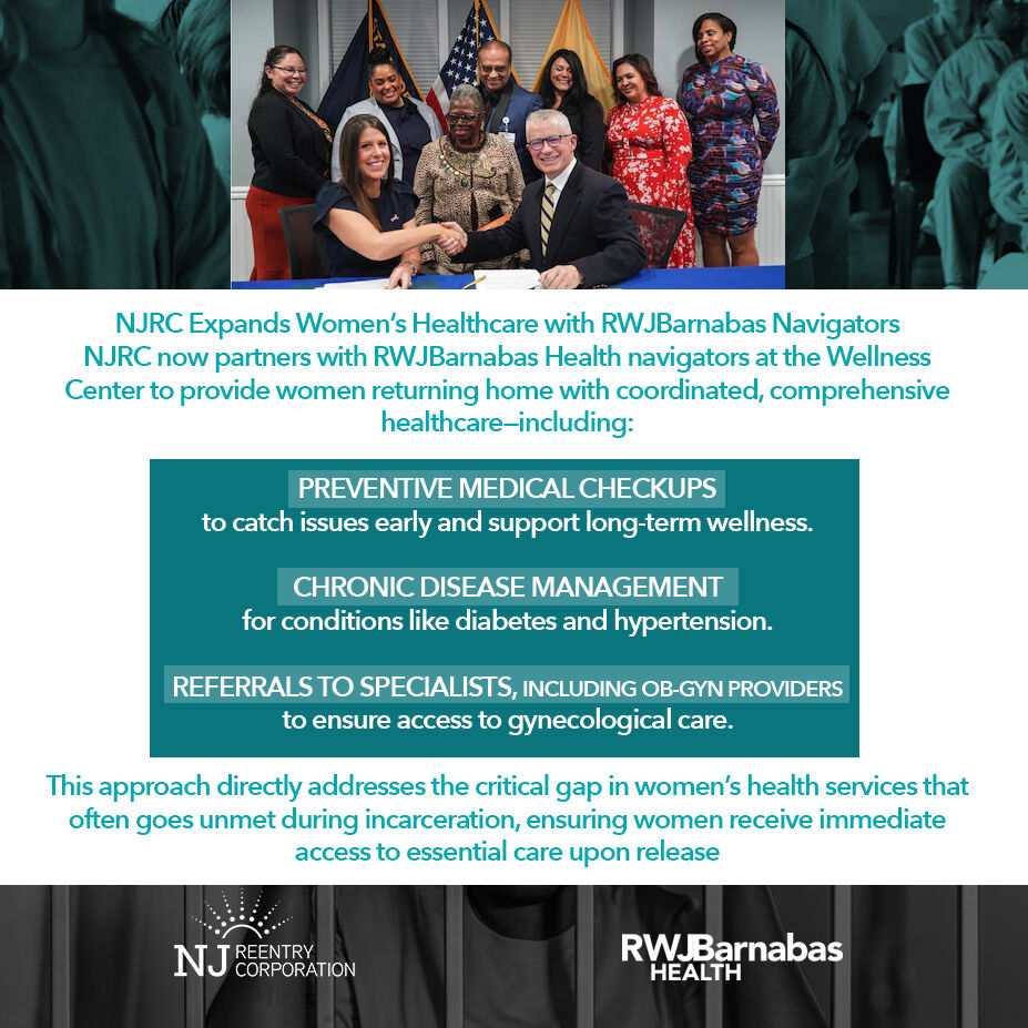 NJ_Reentry's tweet photo. #NJRC partners with #RWJBarnabas #HealthNavigators to connect women returning home to #PreventiveCheckups, #ChronicDiseaseCare, & OB-GYN specialists. Closing the women’s health gap from day one #AfterRelease.
#Reentry #WomensHealth https://t.co/teThyybdAf