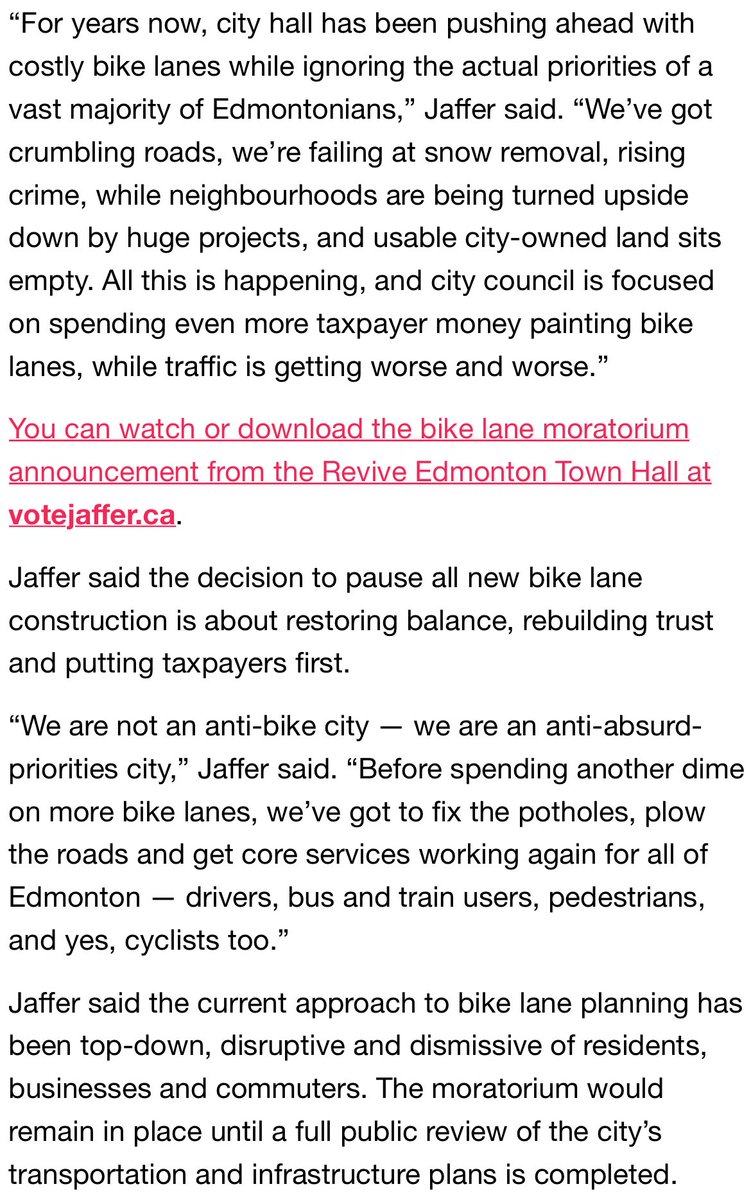 JSJamato's tweet image. If you hate bike lanes…Rahim Jaffer might be your guy for #yeg mayor. He’s calling for a moratorium until a “full public review is done.” #yegcc