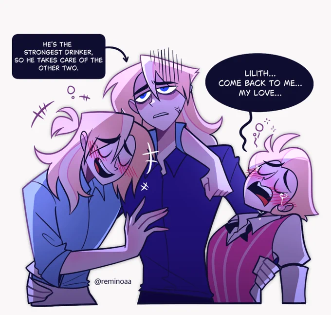 "The Morningstar Brothers and Their Princess" _ 🥃
#HazbinHotelMichael #remiOC #HazbinHotelOC 