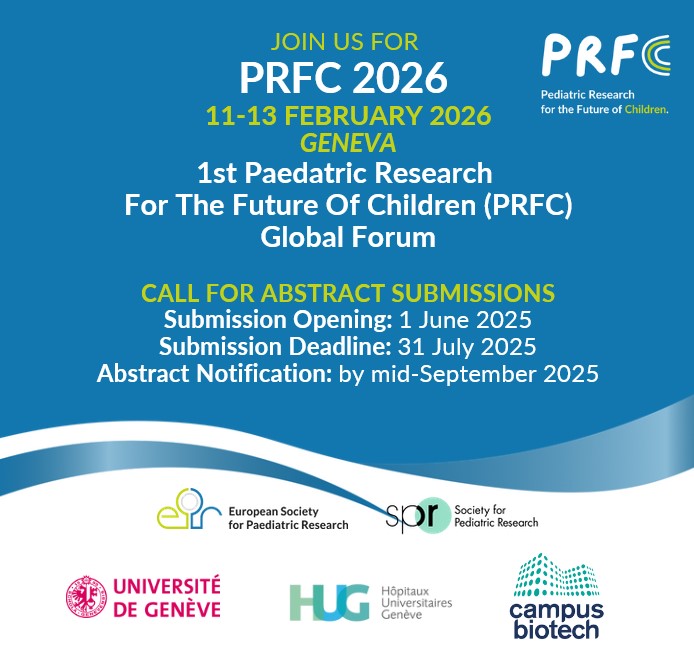 PASMeeting's tweet image. 🚨 Abstracts are OPEN for PRFC 2026! @ESPR_ESN @SocPedResearch
Be part of the first Pediatric Research for the Future of Children meeting in Geneva 🌍✨
🗓️ Deadline: July 31, 2025
💵 No fees to submit!
🔗 espr.eu/activities-pro…