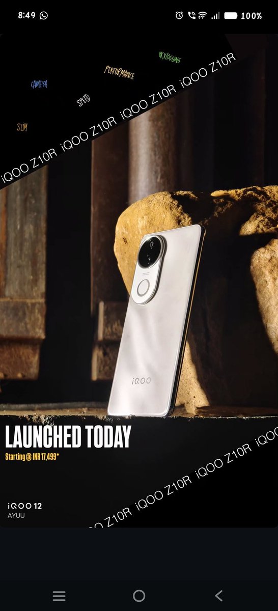 Mkjedi7293's tweet image. Unveiling the all-new #iQOOZ10R today! 🚀
Power-packed performance, cutting-edge features, and a design ready to turn heads. Are you ready for the next-gen smartphone experience? 📱✨
Exclusive Pricing &amp;amp; Offers also Revealed! #iQOO #iQOOZ10R