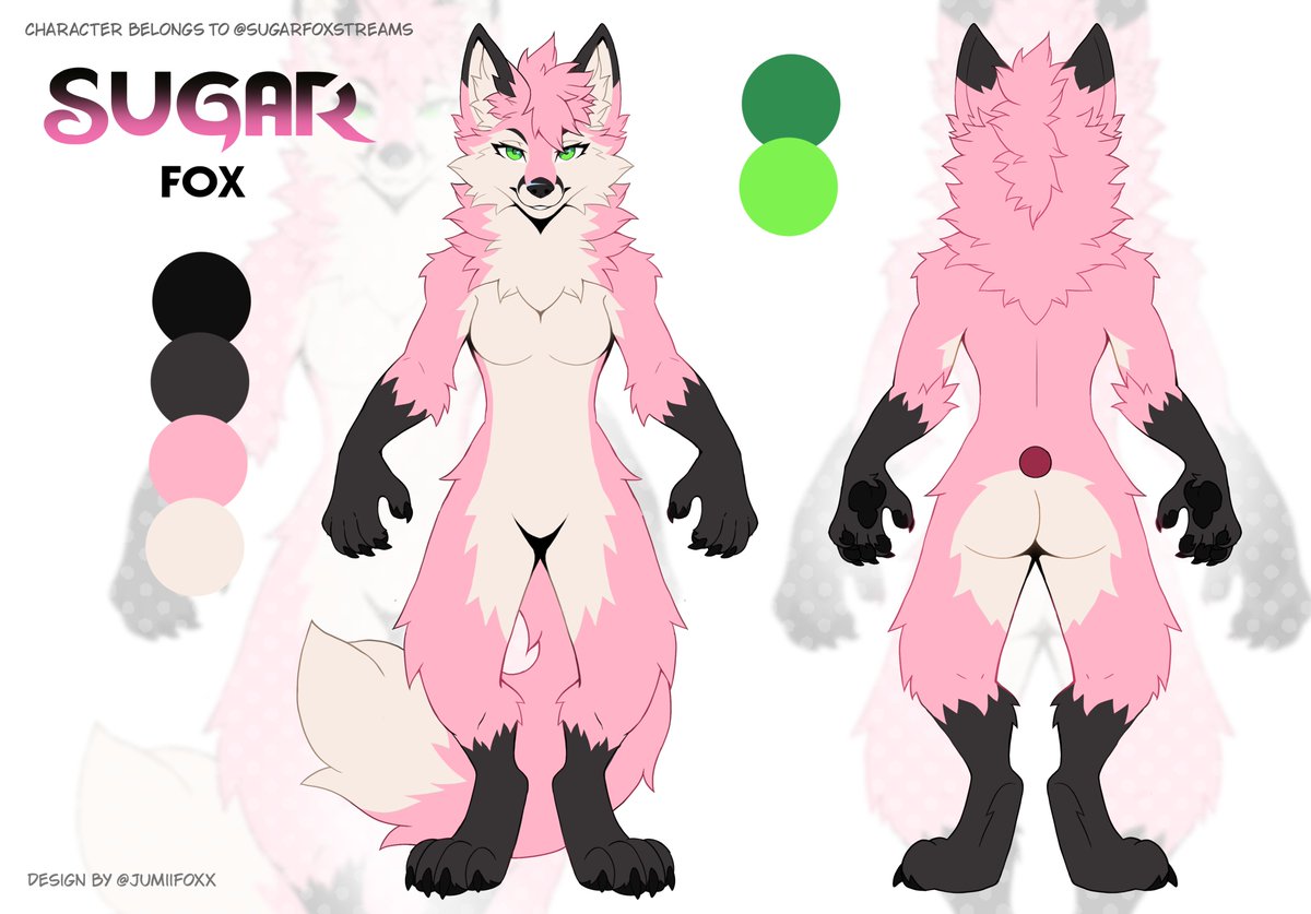Character sheet commission for <a href="/SugarFoxStreams/">SugarFox 🏳️‍⚧️ 🦊 (She/Her)</a> 🍭