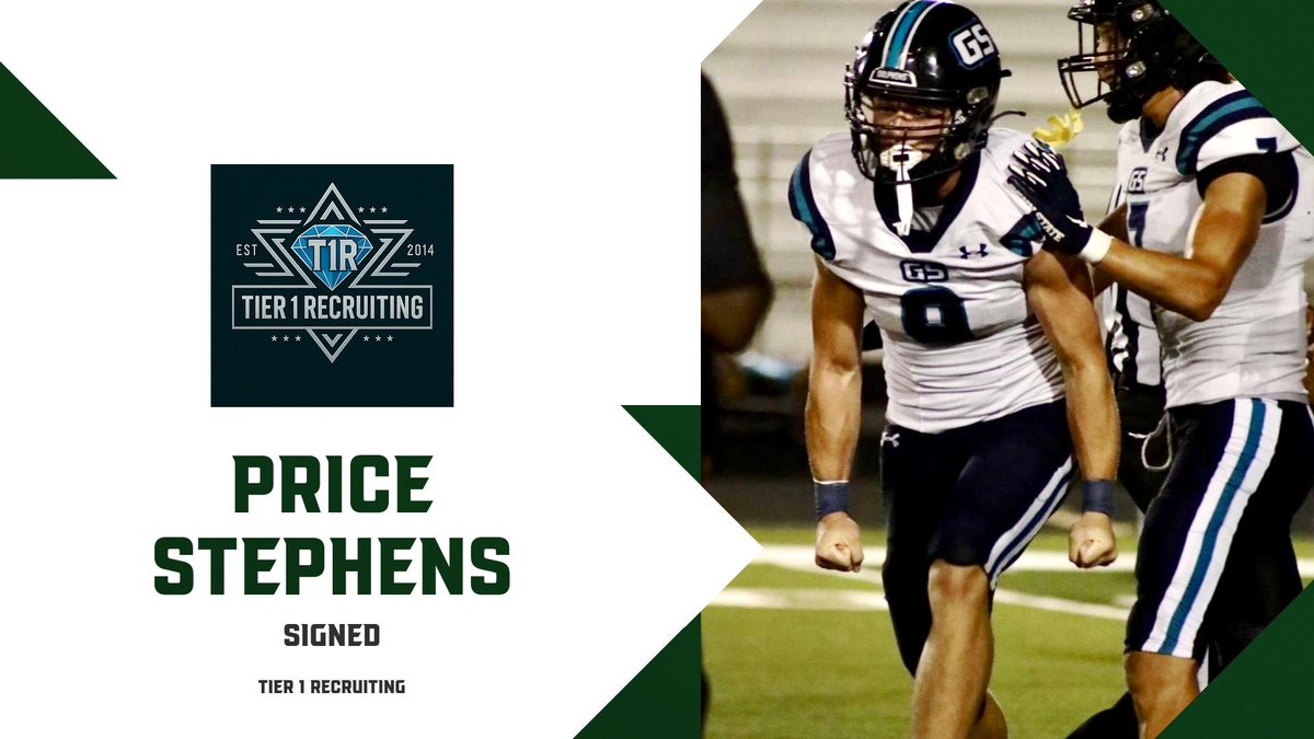 Thrilled to welcome <a href="/PriceStephens20/">Price Stephens</a> to the Tier1Recruiting family. We’re looking forward to helping maximize his opportunities on and off the field. 🤝  #Tier1Recruiting #HighSchool