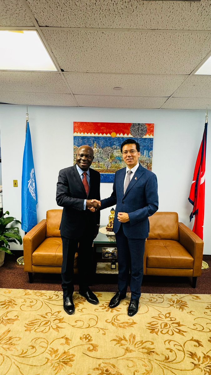 Nepal Mission to the UN (@nepalunny) on Twitter photo Amb <a href="/LokThapa2071/">Lok B Thapa</a> met Mr. Gilbert Houngbo, Director-General of ILO at the mission. They discussed on promoting sustained economic growth, addressing unemployment challenges, providing social justice, creating decent works, building capacity & advancing STI for youth employment. Amb <a href="/LokThapa2071/">Lok B Thapa</a> met Mr. Gilbert Houngbo, Director-General of ILO at the mission. They discussed on promoting sustained economic growth, addressing unemployment challenges, providing social justice, creating decent works, building capacity & advancing STI for youth employment.