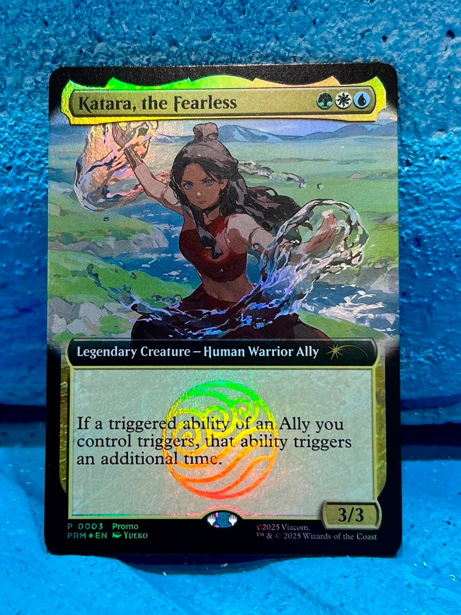 ligamagicbr's tweet photo. Não foram apenas os fãs de Spider-Man que acordaram felizes hoje, pois os amantes de Avatar foram presenteados com o novo card de Katara!

Essa promo é exclusiva da #SDCC2025 e estará disponível enquanto durarem os estoques.

#MagicTheGathering #MTGxATLA #NickSDCC https://t.co/2CqbB3PX1r
