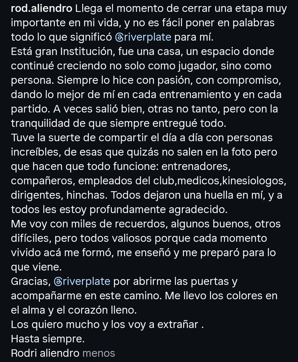 garcialuciano27's tweet image. "ME LLEVO LOS COLORES EN EL ALMA" 🥺
La despedida de Rodrigo Aliendro de River ⚪🔴⚪