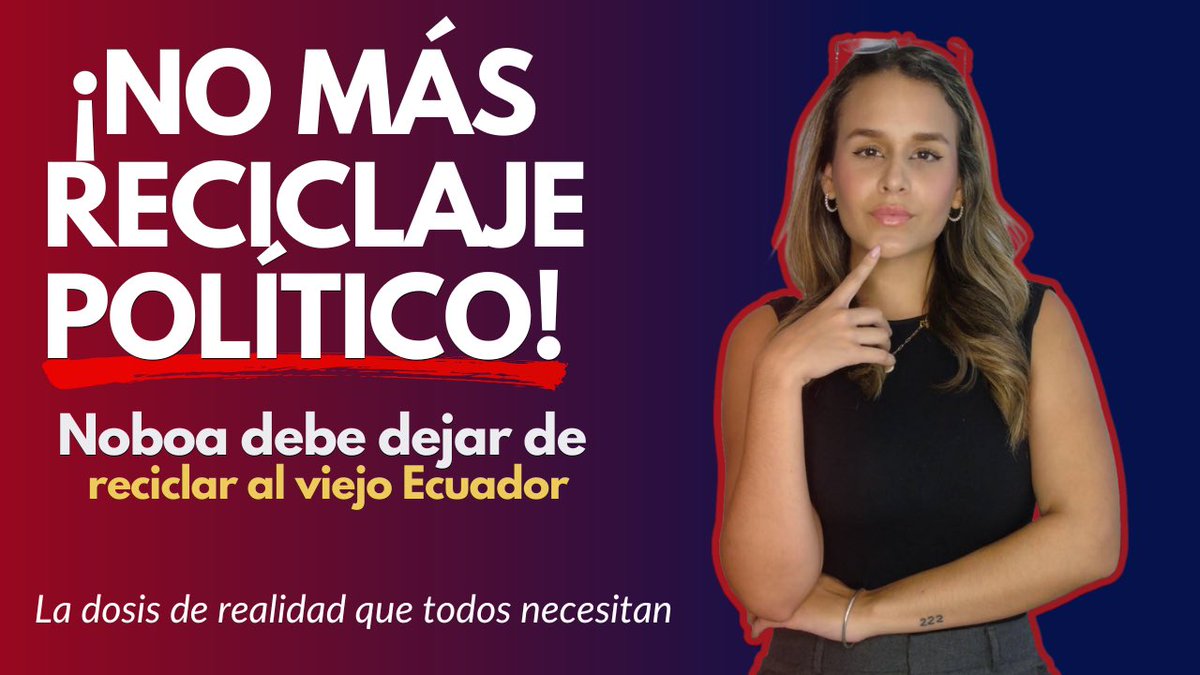 ¡BASTA DE RECICLAJE POLITICO!
Noboa debe dejar de reciclar al viejo Ecuador.

Llámalo consejo, opinión o como quieras.
Pero esto va a hacerte pensar.
Súbele el volumen, esto lo tienes que escuchar.
Te leo en los comentarios.

youtu.be/UWS302SiQG4?si…