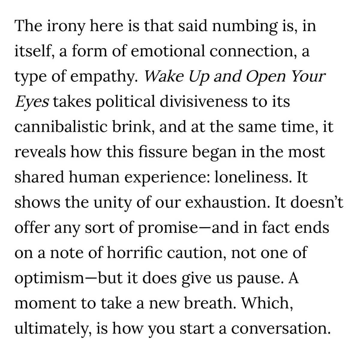 claymcleod's tweet image. I just read the most thoughtful review of WAKE UP AND OPEN YOUR EYES. It’s the kind of review that I’m always hopeful to get: insightful, analytical, expansive. I’m blown away. Did I really write the book this critic read? Reviews like these give me hope: bit.ly/4kUtgoo