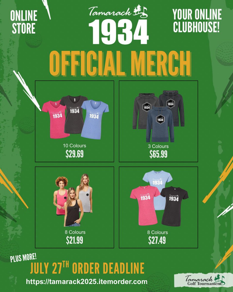 Online store closes THIS SUNDAY 🚨Guarantee your Tamarack Merch. before the 2025 tournament and order today before it’s too late! ⏰ tamarack2025.itemorder.com #TamarackGolfTournament #Merch