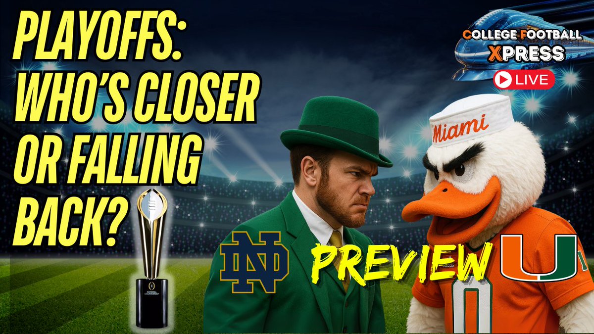 CFBXpress's tweet image. TONIGHT AT 9 PM EST!
🚨 🙌☘️ @MiamiHurricanes vs @NotreDame PREVIEW
& season record Predictions.
🏈Which teams by conference are getting closer or further away from @CFBPlayoff
➡️ @bigten @ACCFootball Media Days
📰 History of Spread Offense
#CFB
youtube.com/live/-5fTfuypw…