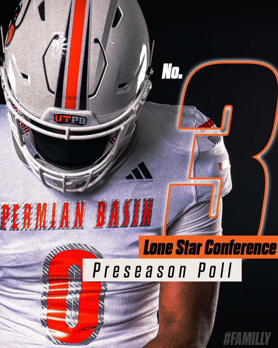 utpbfalcons's tweet image. For the 2nd year in a row, your UTPB Fball team is predicted to finish in 3rd place in the LSC standings according to the 2025 LSC Fball Preseason Poll. Additionally, linebacker Tristan Exline was selected as the 2025 LSC Football Preseason Defensive Player of the Year. #FAMILLY