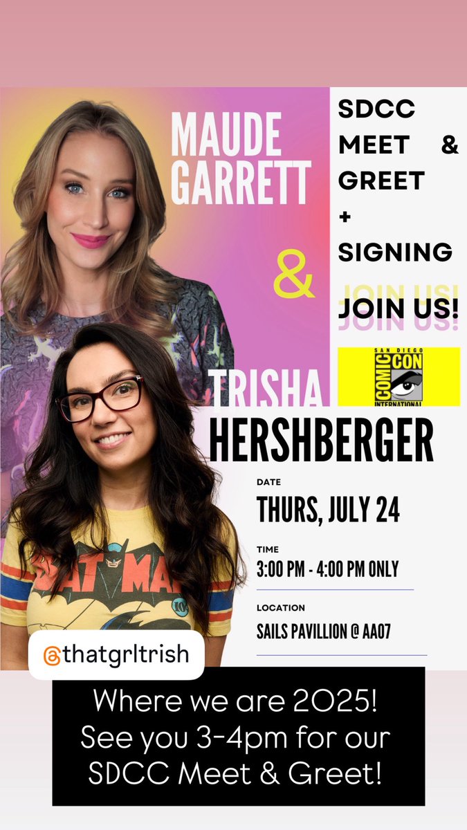 maudegarrett's tweet image. Where it started in 2015 vs Where we are now 2025!

If you’re at #SDCC @thatgrltrish and I are doing a meet &amp;amp; greet signing at 3-4pm today in the Sails Pavilion AA07!