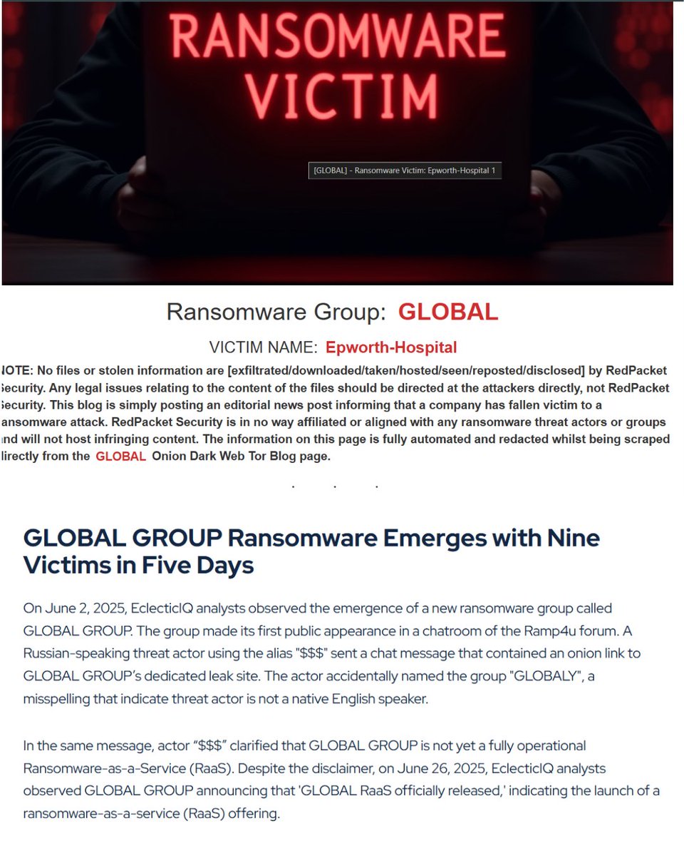 13ijoy's tweet photo. 🚨 GLOBAL GROUP: New Ransomware-as-a-Service Operation (2025) 🚨
The full research report is now available: https://t.co/Lza74SOJg9
The group operates primarily in the US and Europe, targeting diverse sectors.  

@stealthmole_int @Louishur #viral  #TrendingNow #Tech  #AI https://t.co/fIcuA4QpS0