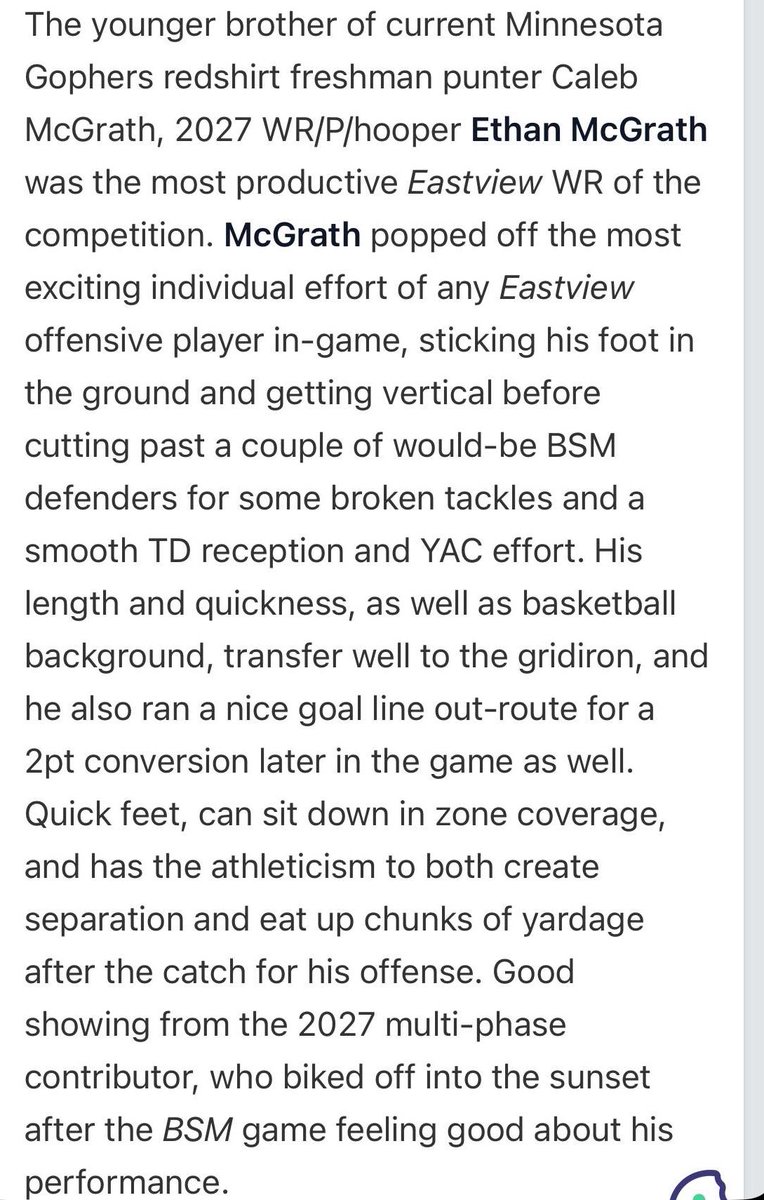 Thank you for the write up <a href="/OJW_Scouting/">Oliver James West</a> 

<a href="/PrepRedzoneMN/">Prep Redzone Minnesota</a>