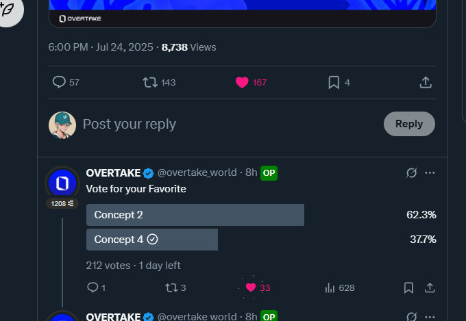 michaeltothey's tweet photo. Voted for Concept 4.

Only reason is that... concept 2 looks grumpy af, I rather look at something cute😊.

Stop being angry. Be happy.

@overtake_world $TAKE #OvertakePFPVote https://t.co/MIyOgVUM9g