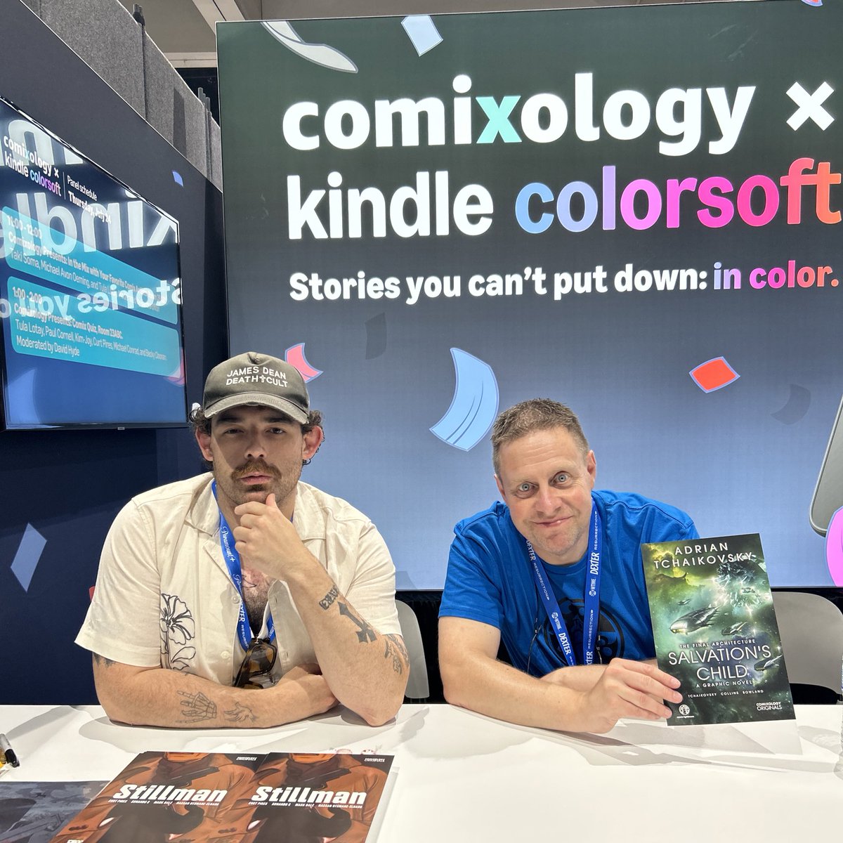 Comixology's tweet image. Kicking off our first signing of #sdcc2025 with @CurtPires & Paul Cornell!
📍Booth #1935