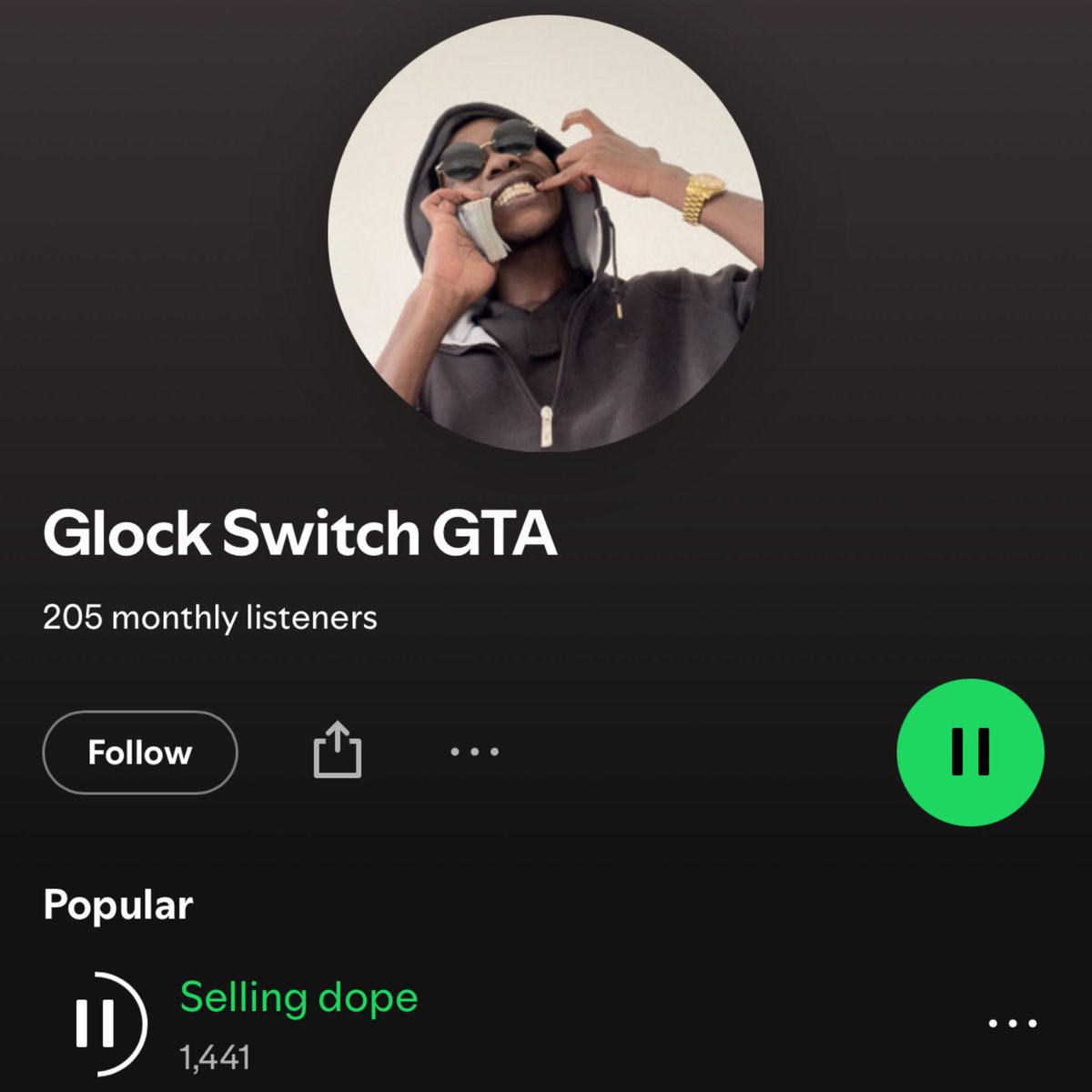 GlockSwitchGTA's tweet photo. Yo we just passed 200 monthly listeners on Spotify!
Listen, save and follow here https://t.co/s0jhov14Rr https://t.co/0SDlUKETB0