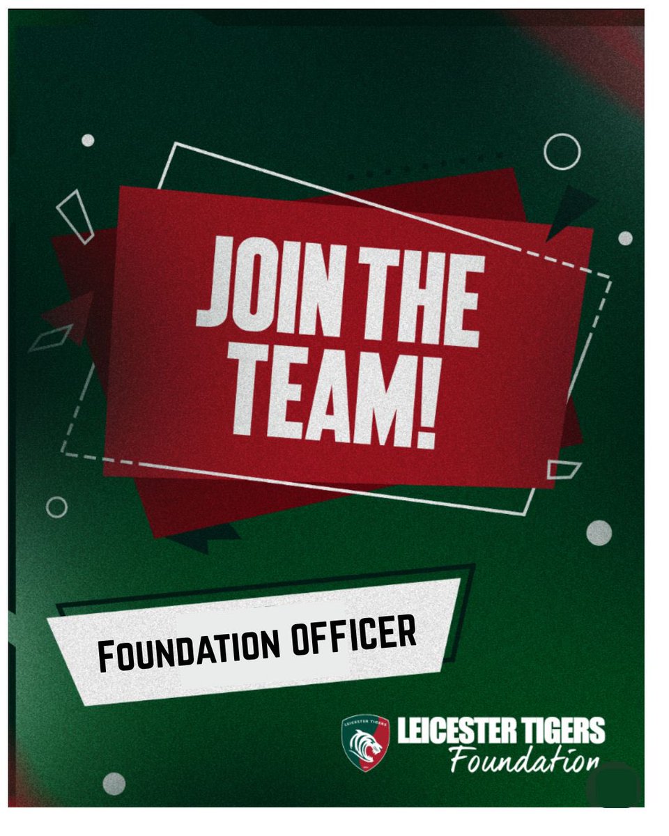 Another opportunity to join the Foundation. Closing date 13th August 2025. To find out more and how you can apply follow the link leicestertigers.com/club/vacancies