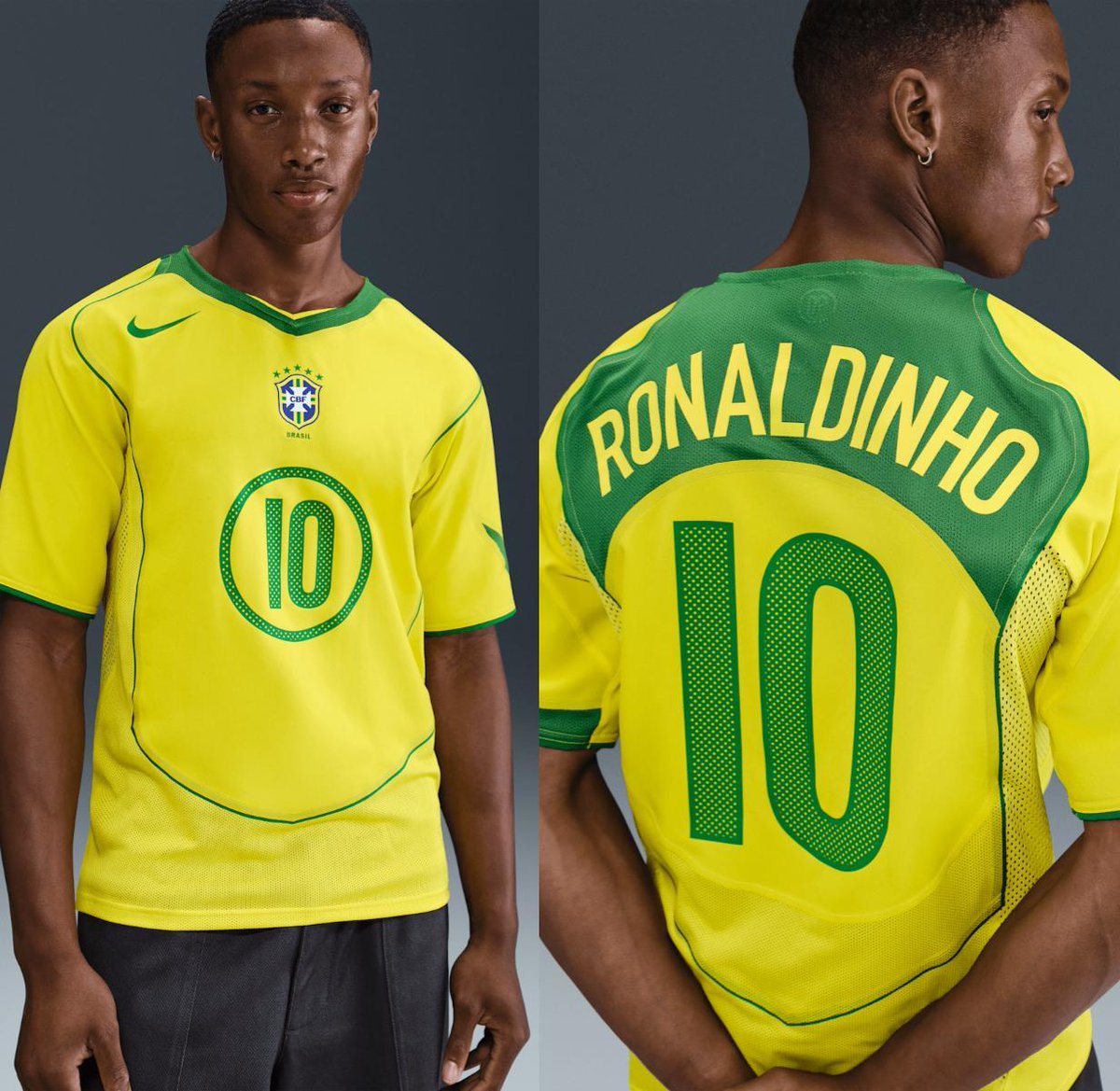 🇧🇷🔙 The remake of Brazil’s 2004 'Total 90' jersey by Nike is everything that’s right.

And on top of that, with Ronaldinho’s number 10 😮‍💨