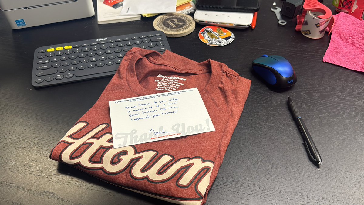 RamShirts's tweet image. One of about 30 thank you notes that will go out today. You all help keep these doors open and the lights on. I appreciate your support.