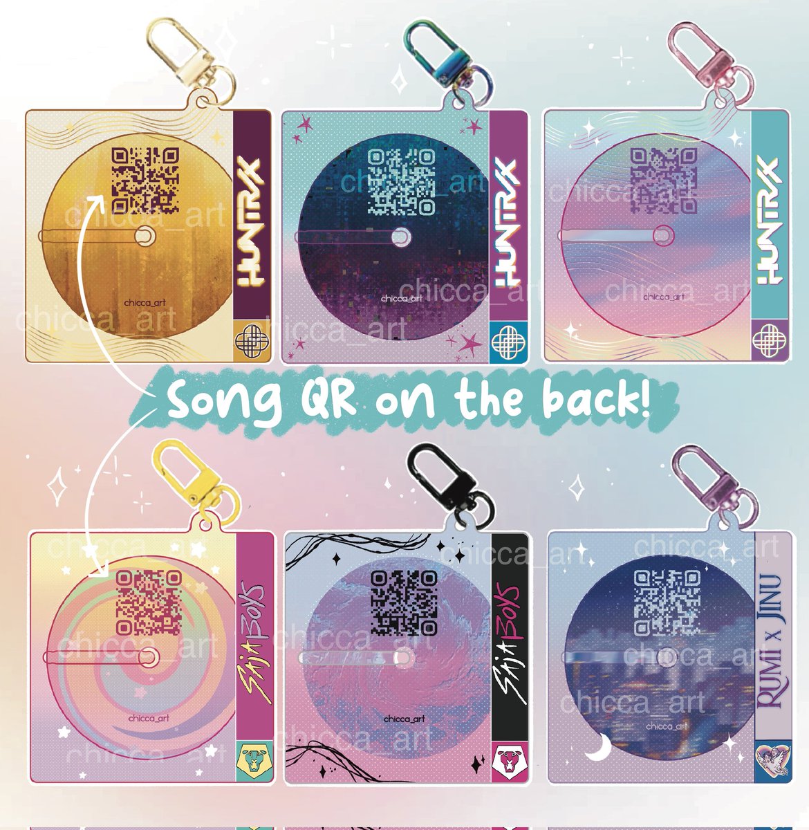 K-pop Demon Hunters CD Spinning Charms are now available for preorder! 🎧

💥 25% off until August 15th in my Etsy Shop (link in my bi0)💖

Each charm has a mini CD that spins and on the back you’ll find a QR code linking to YouTube. 

✨ What's your favorite?

#KPOPDEMONHUNTERS
