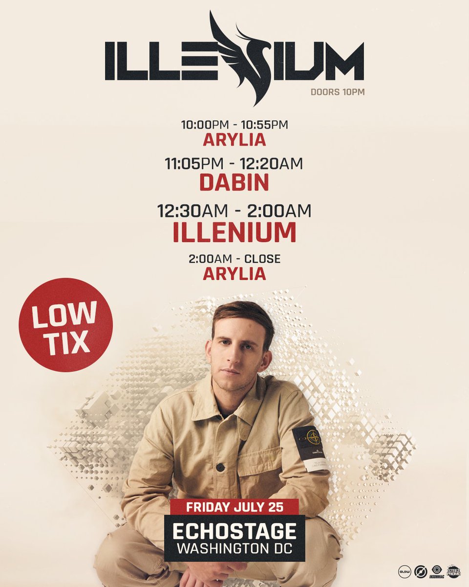 echostage's tweet image. .@ILLENIUM ๐๐๐๐๐ ๐ ๐๐๐๐ ๐๐๐! ๐จ Limited tickets remain for Night 2 (7/25) with special guest @iamdabinlee. All tables have been booked, tickets are your only way in! Donโt wait until theyโre gone, last chance at linktr.ee/ILLENIUMECHOSTโฆ