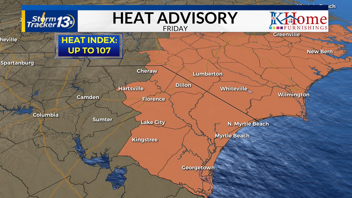 Hot weather is building heading into the weekend. A Heat Advisory is in effect tomorrow with heat index values up to 107. It will be hotter Saturday through Wednesday with triple digit temperatures and afternoon highs near records. Stay cool!