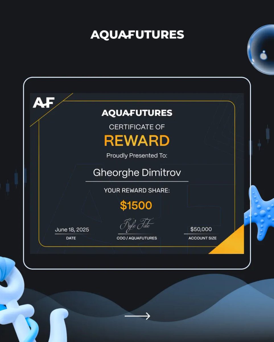 Aqua_Futures's tweet image. It’s been another strong week at AquaFutures!
These traders secured their rewards through discipline and consistency
✅ Jon Qerimi earned $1,500
✅ Rafiqul Islam Laskar earned $1,500
✅ Gheorghe Dimitrov earned $1,500
✅ Le Hai earned $750
At AquaFutures, traders benefit…