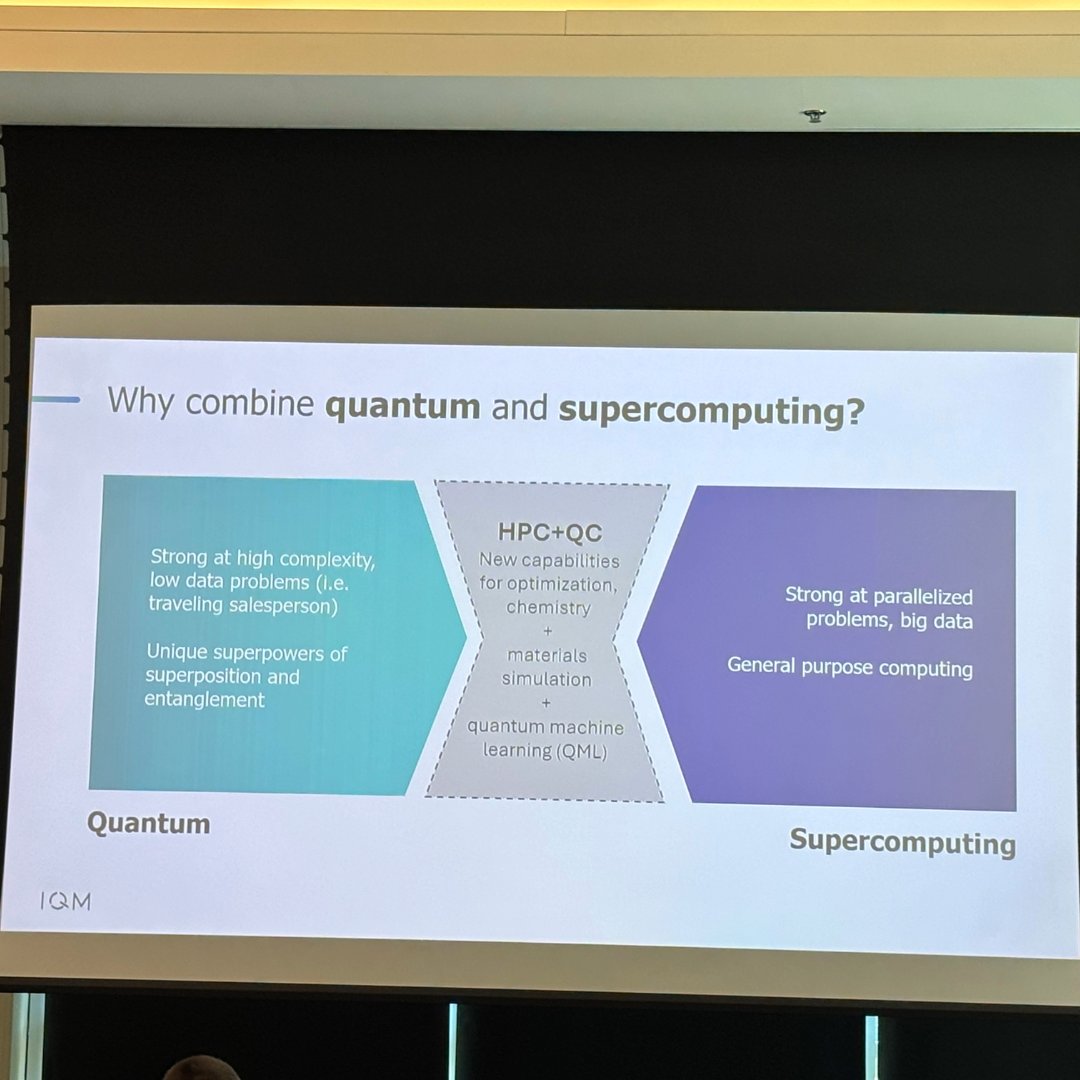 OLCFGOV's tweet image. How do we find the workflows that will make the biggest difference and generate the most impact?💥
During her QCUF keynote, @meetIQM's Kristine Rezai explained how chemistry simulations, optimization, and quantum machine learning are a perfect fit for merging HPC and QC.💫