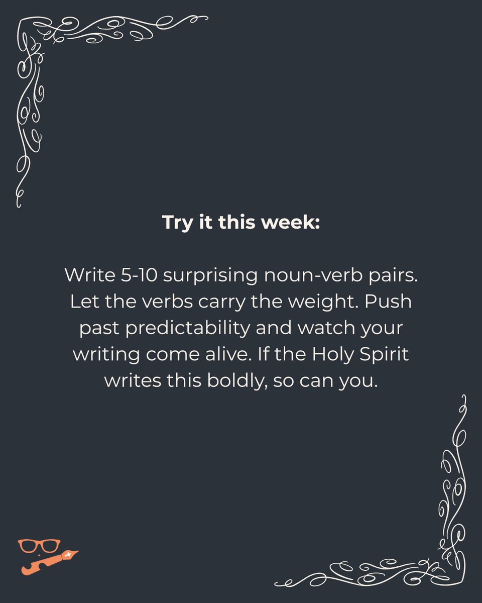 JeffMillerCM's tweet image. If you do this exercise, let's share inspiration. Comment some of your surprising noun-verb pairs.  #Writing #Writingexercise