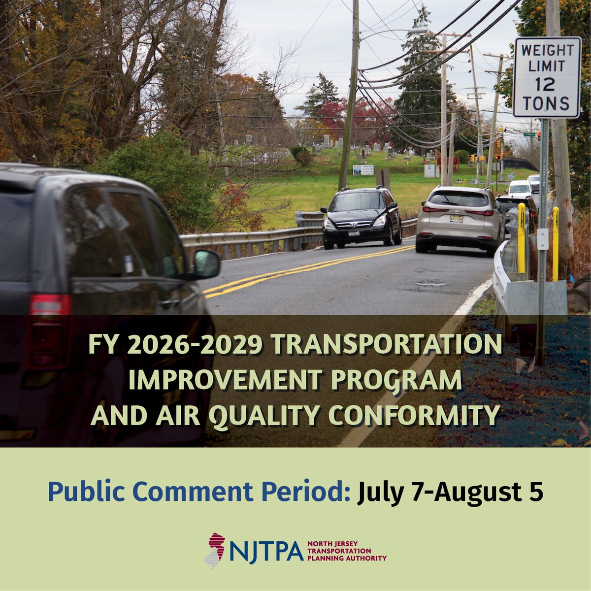 NJTPA's tweet image. The public comment period continues thru Aug. 5 for:
🛻 Draft Long Range Transportation Plan Update
🌤️ Air Quality Conformity Determination
🚌 FY 2026-2029 Transportation Improvement Program
Review these documents &amp;amp; learn more: l8r.it/2qfB
#transportation #planning