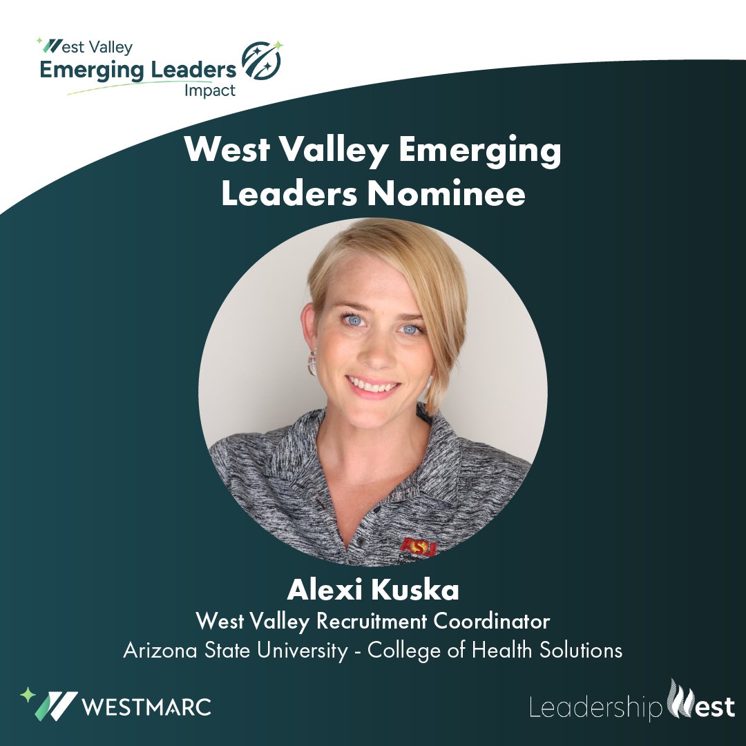 🎉 Congrats to Alexi Kuska, West Valley Emerging Leader Impact Award nominee!

As ASU’s West Valley Recruitment Coordinator, she boosted enrollment 62.5% &amp; expanded access for local students.

🌟 Shaping the future of higher ed!
🔗 westmarc.org/emergingleader…

#emergingleader