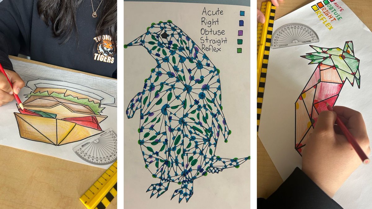📐✏️ From scavenger hunts to sketchpads, students discovered that angles are everywhere — and used their findings to create colourful "angle art" filled with shapes, patterns and imagination. A creative twist on math, inspired by the world around them. buff.ly/sCmQpVk