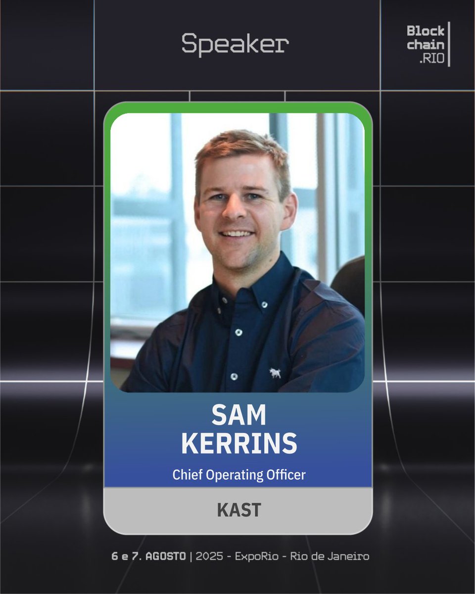 We're pleased to announce Sam Kerrins as one of the major names confirmed to take the stage at Blockchain RIO 2025!