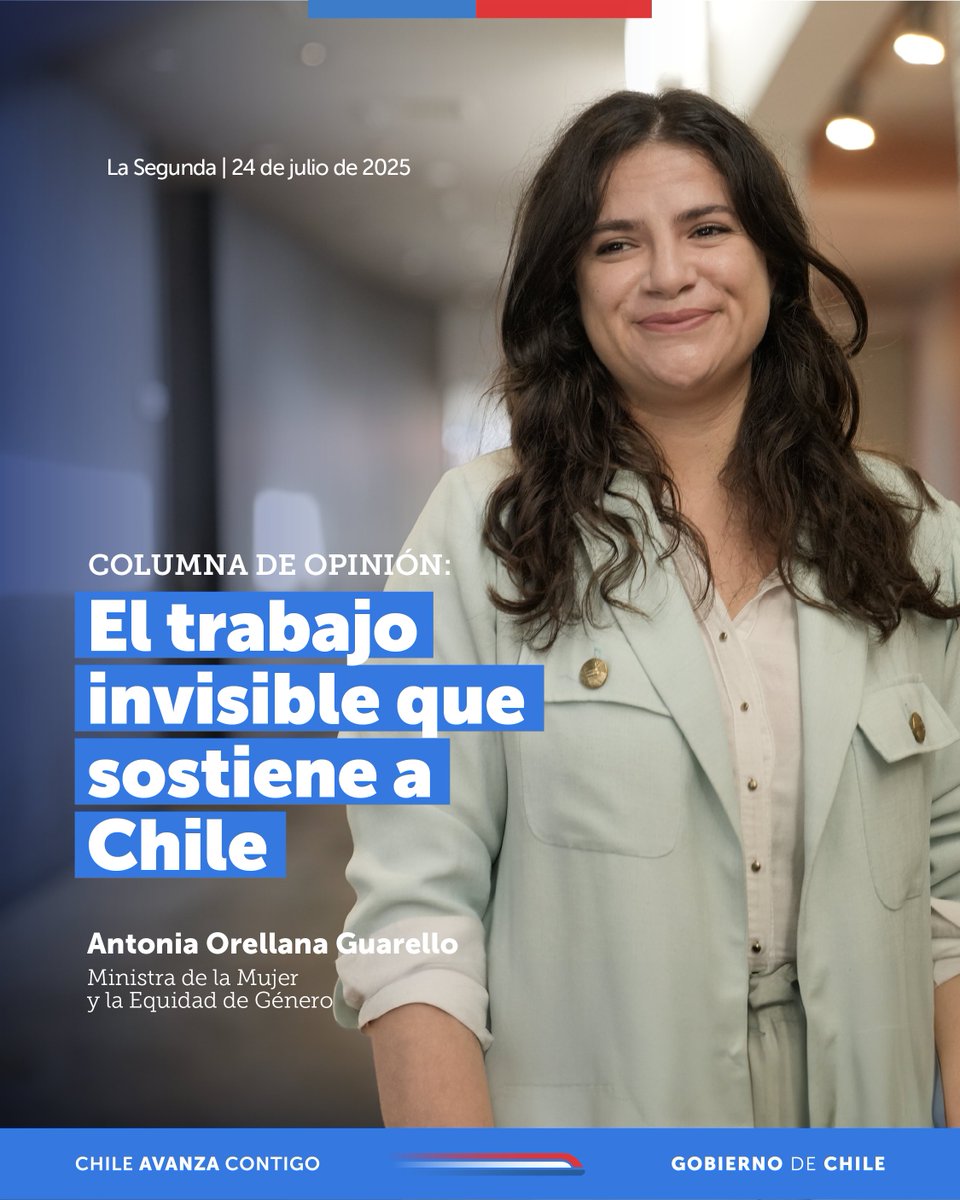 MinMujeryEG's tweet image. ¡Revisa la columna de la ministra Orellana en @La_Segunda! 📰Como Gobierno seguimos empujando la consolidación de #ChileCuida, que busca garantizar que tanto el Estado, las empresas, las comunidades como los hogares asumamos esta tarea con corresponsabilidad.