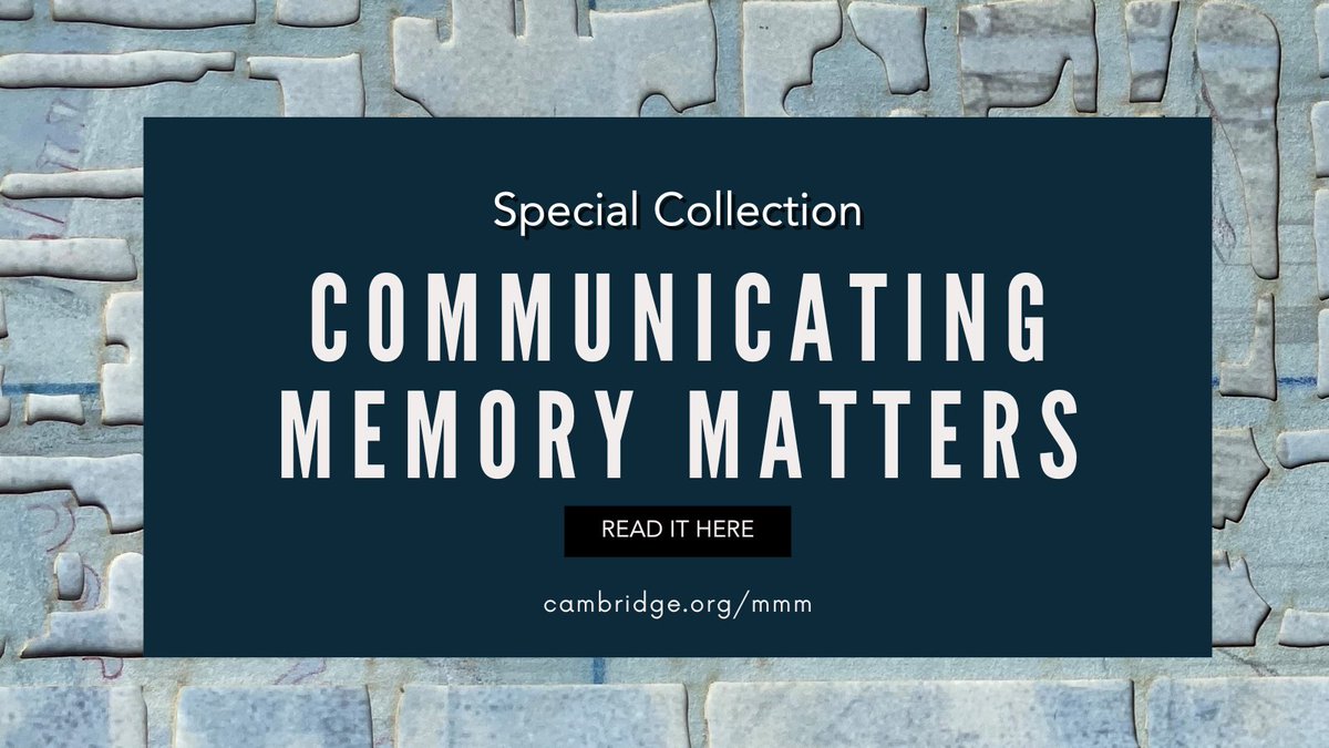 MMMJournal's tweet image. Read the @MMMJournal special collection Communicating Memory Matters - cup.org/4lq4XQC

Guest-edited by Christine Lohmeier &amp;amp; Christian Pentzold