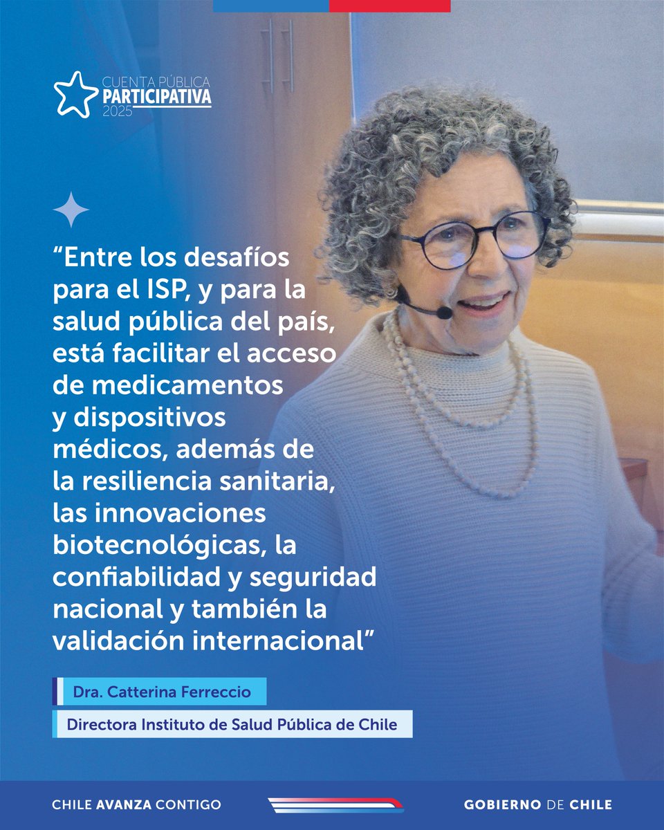 ispch's tweet image. Hoy se realizó la Cuenta Pública 2024, encabezada por la Dra. Catterina Ferreccio, quien presentó los avances y desafíos del ISP en el cumplimiento de sus diversos roles regulatorios, técnicos y de salud pública
Revisa la presentación y el video en
👉ispch.cl/cuenta-publica…