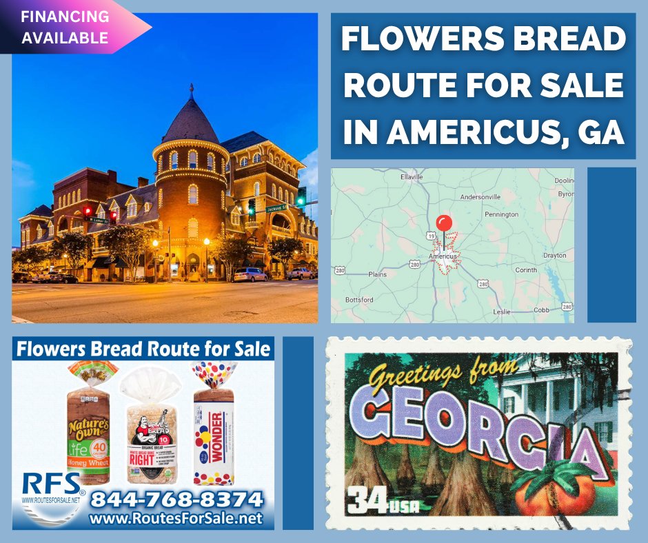 routesforsale's tweet image. New Listing! #Flowers Bread #Route for sale in #Americus, #Georgia for $85,000! $9,000 down. $642,824 per year in sales and nets $101,816! routesforsale.net/flowers-bread-… #flowers #flowersfoods #bread #distributors #route #routesforsale #forsale #business #opportunity