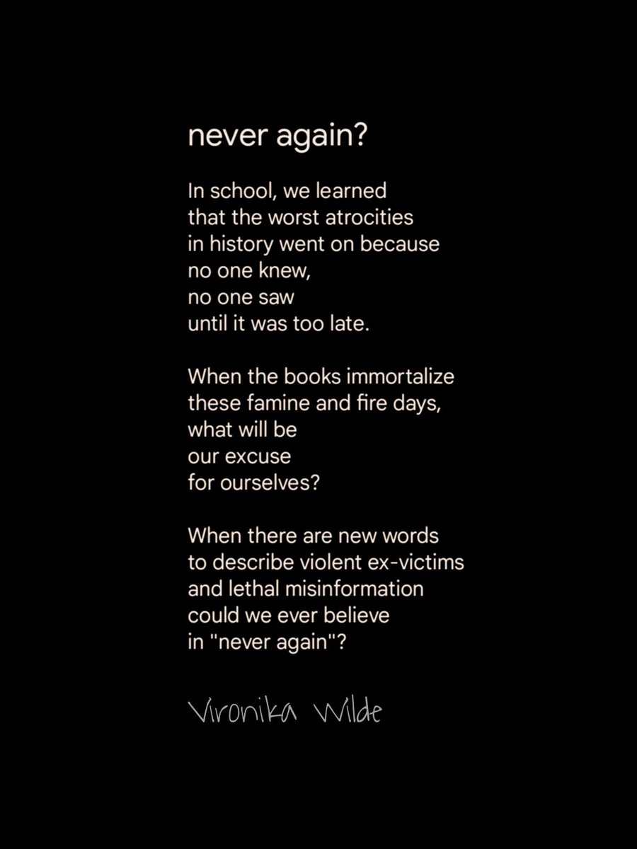 "Never again" is going to need a new plan at this point. 

#GazaGenocide #poetry