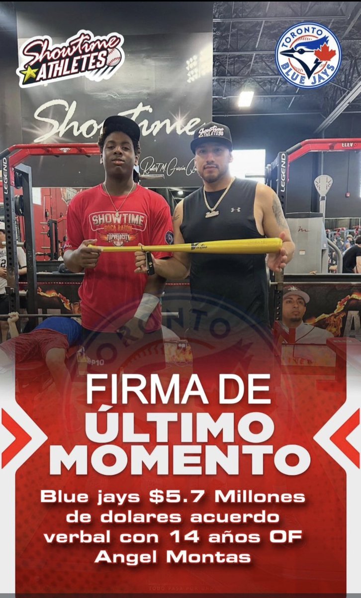 purobeisbolfb's tweet image. La Academia Showtime Athletes, dirigida por el mexicano Robert Garcia,ya se convirtió en la más importante a nivel internacional.
Y es que el dominicano Ángel Montas, quien se desarrolló en dicha Academia, acordó un bono de 5.7 MDD con #BlueJays, record para un dominicano.
#MLB