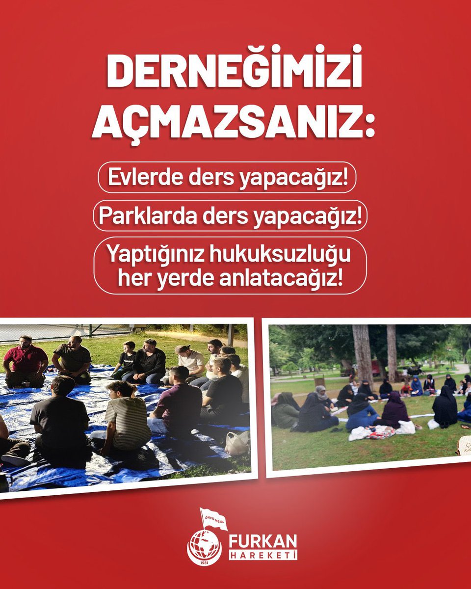 10SVT1's tweet photo. Derneklerimizi Açın
#FurkanaSistematikZulüm
Derneklerimizi açmazsanız ALLAH'IN arzı geniştir...her yerde ders yaparız! https://t.co/dvv2Fh4uZn