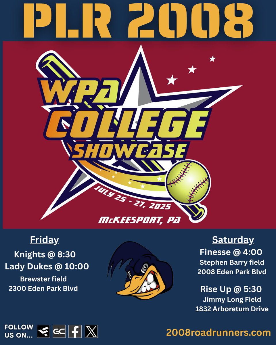 Machajewski2026's tweet image. One last time this summer. Come check out @2008PLR as we hit the dirt at the WPA College Showcase this weekend!!