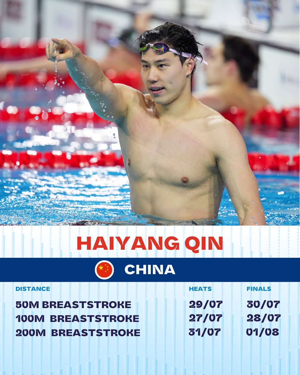 WorldAquatics's tweet image. Haiyang Qin is locked in for all three Breaststroke events at #AQUASingapore25 💪🇨🇳
#Swimming