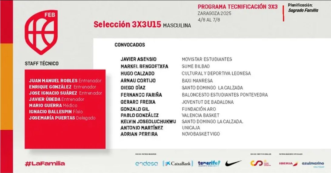 📣 ¡Adrián Pereira, convocado por la Selección Española 3x3 U15! 🇪🇸
Del 4 al 8 de agosto estará en Zaragoza viviendo una experiencia increíble. ¡Enhorabuena, Adrián! Trabajo, constancia y pasión 💪💙💛

#VamosNovo #OrgulloNovo #3x3U15 #SeleccionEspañola
#lafamilia