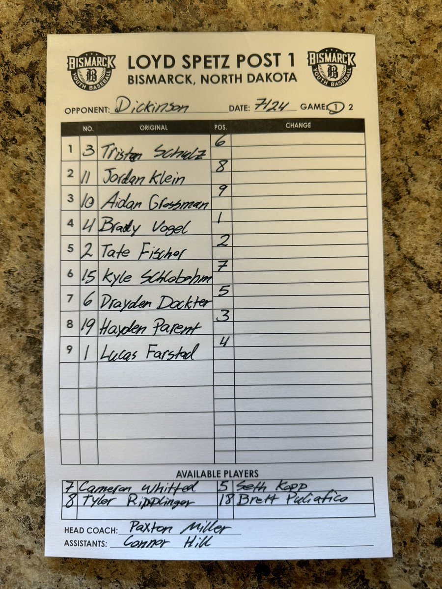 Game 1 of the Class A West Region Tournament. First pitch set for 2:30 against Dickinson.