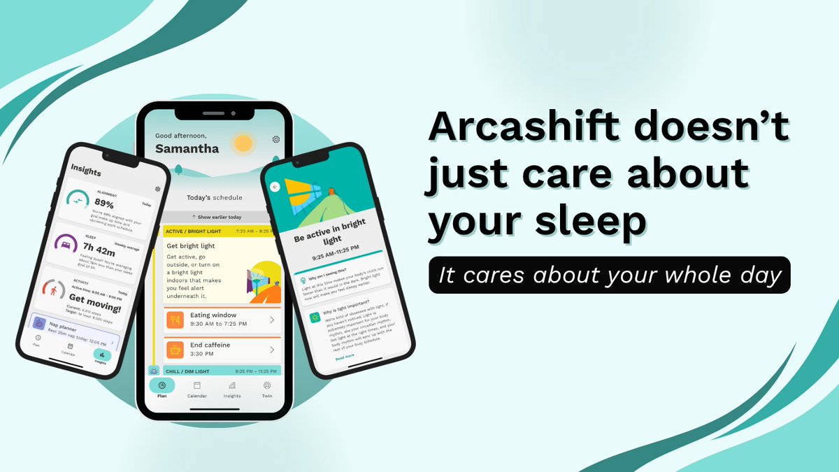 arcascope's tweet photo. Your body has a rhythm—Arcashift listens. 

Get better sleep &amp; energy with smart timing for light, food, &amp; caffeine. 

✨Try Premium free for 7 days: https://t.co/6PgHjz04Nz

#WellnessTech #SleepApp #bettersleep #sleeptips #circadianrhythm https://t.co/Y7ypsm3ASw