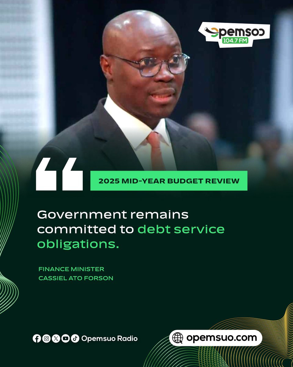 OpemsuoRadio's tweet image. Mid-Year Budget Review: The Government is assuring that it will continue to make all required payments on its debts as scheduled.
#opemsuoradio