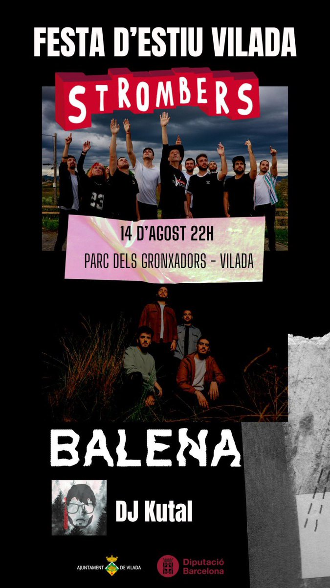 AjVilada's tweet image. 💥 Agafa l’agenda 📇
3️⃣ cites que NO et pots perdre a #Vilada
🌲🌲 Nits als Pins de l’1 al 15 d’agost
🎪🎭 Festivalet als Pins 9 d’agost
🎸 Concert amb #strombers, #balena i #djkutal 14 d’agost
📣Ho tens tot apuntat????
#visitvilada #elberguedà #berguedà