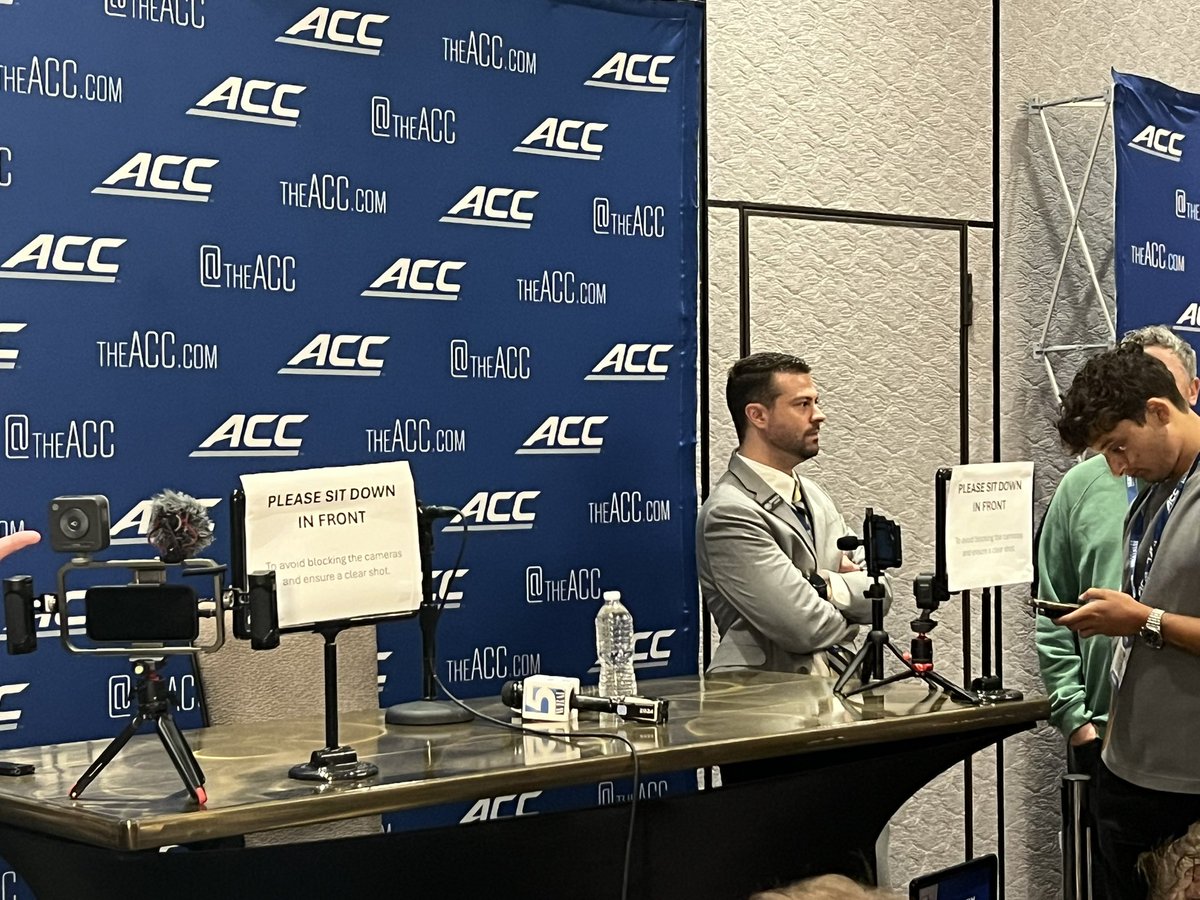 Looks like someone stole Bill Belichick’s nameplate at ACC Kickoff. Be on the lookout for it on eBay.
