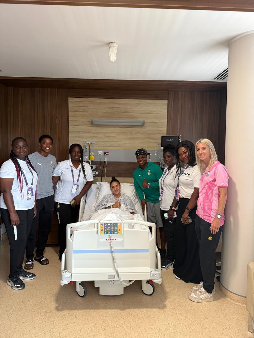Ghana Women National Teams 🇬🇭 (@ghanawnt) on Twitter photo 🤝🇬🇭🇿🇦 Football unites us!
We extended a heartfelt visit in the spirit of unity and camaraderie to <a href="/Banyana_Banyana/">Banyana_Banyana</a> ’s Gabriela Salgado, who is recovering in hospital after sustaining an injury during the WAFCON tournament.
In moments like these, we are reminded that beyond the 🤝🇬🇭🇿🇦 Football unites us!
We extended a heartfelt visit in the spirit of unity and camaraderie to <a href="/Banyana_Banyana/">Banyana_Banyana</a> ’s Gabriela Salgado, who is recovering in hospital after sustaining an injury during the WAFCON tournament.
In moments like these, we are reminded that beyond the